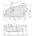 Sanplast Free Line wanna asymetryczna prawa WAP/FREE 100x140+ST27 610-040-0850-01-000