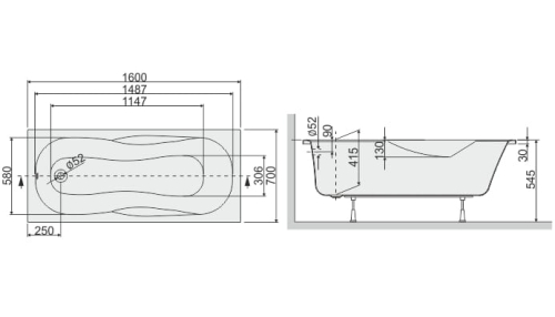 Sanplast AS wanna prostokątna WP/AS+STW 70x160cm 610-130-0032-01-000
