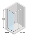 Novellini Kali PH+FH kabina prostokątna 170x100 cm KALIPH166FH98-1B