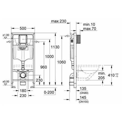 Grohe Rapid SL stelaż do miski podwieszanej 2:1 38536001