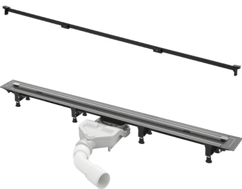 Viega Advantix Vario 721671 odpływ liniowy regulowany 30-120 cm model 4966.10 z rusztem stal czarna SR3 711870 model 4965.33