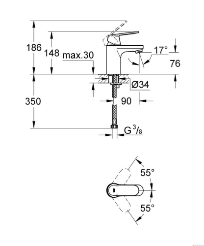 Grohe Eurosmart Cosmopolitan bateria umywalkowa, bez korka Grohe 32824000