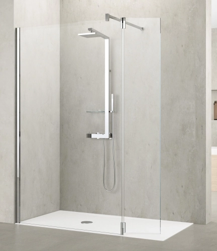 Novellini Kuadra H2 ścianka prysznicowa 117-120cm+37cm KUADH120-1K + KUADHA37-1K
