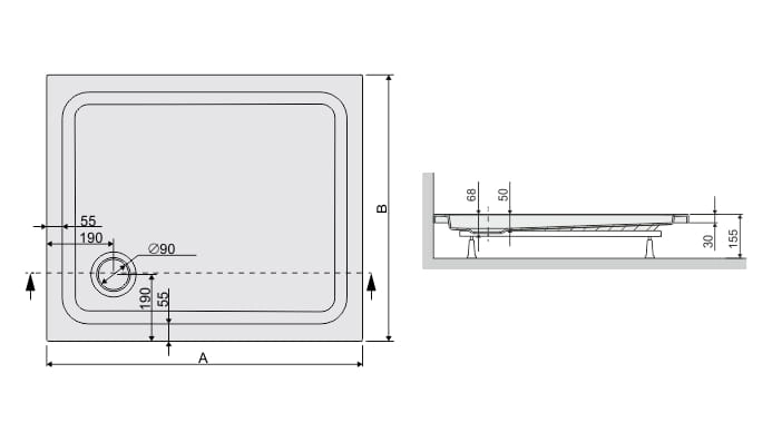 Sanplast Free Line brodzik prostokątny B/FREE 80x110x5+ST3 615-040-1380-01-000