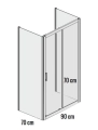 Sanplast TX5b kabina trójścienna prostokątna 70x90x70cm szkło ze wzorem W15, profile srebrne błyszczące 600-271-1100-2-1290-38-231