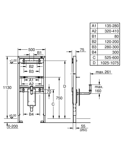 Grohe Rapid SL stelaż do umywalki h-113cm z syfonem podtynkowym 38625001
