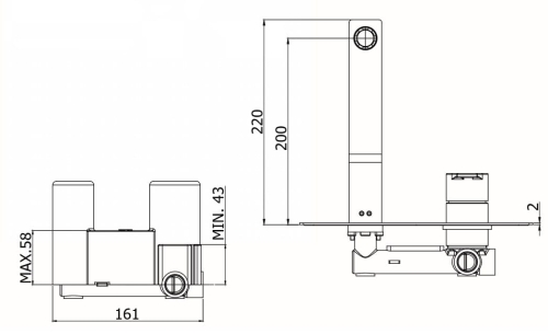Paffoni Ringo black bateria umywalkowa podtynkowa, wylewka 200 mm, czarny mat RIN105NO
