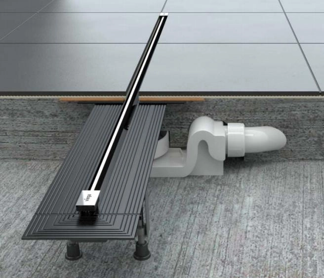 Viega Advantix Vario odpływ liniowy regulowany 30-120 cm model 4965.10 z rusztem stal biała SR4 model 4965.33, 686277+711887