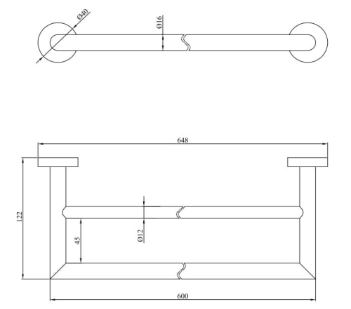 Andex Norwegian wieszak 2-U rurkowy 60cm 453SG
