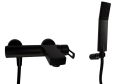 Paffoni Ringo Black bateria wannowa ścienna z natryskiem Level, czarny mat RIN023NO