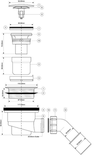 McAlpine syfon brodzikowy 90 mm klik klak HC27-CLCP