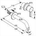Kludi Zenta bateria umywalkowa podtynkowa element zewnętrzny wylewka 170mm 382440575