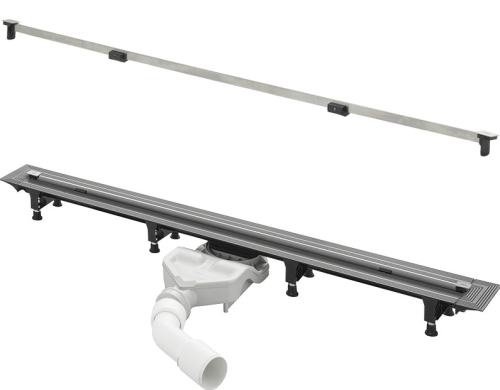 Viega Advantix Vario 721671 odpływ liniowy regulowany 30-120 cm model 4966.10 z rusztem stal błyszcząca SR2 686291 model 4965.31