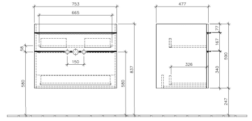 Villeroy&Boch Venticello szafka podumywalkowa 75,3x59x50,2cm, glossy white A92501DH