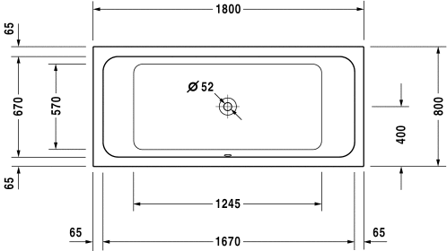 Wanna prostokątna 180x80 cm D-code Duravit 700101000000000