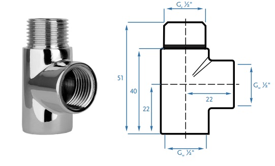 Gorgiel trójnik do montażu grzałki