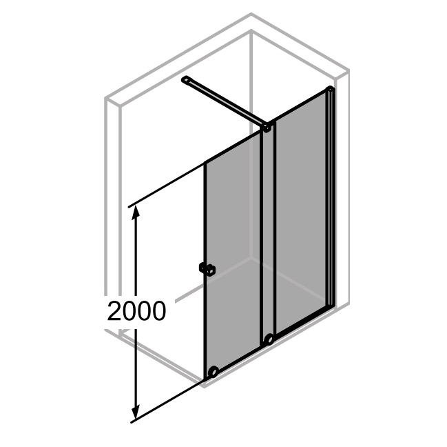 Huppe Xtensa Pure zakresy regulacji WALK-IN
