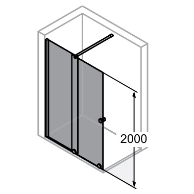 Huppe Xtensa Pure zakresy regulacji WALK-IN