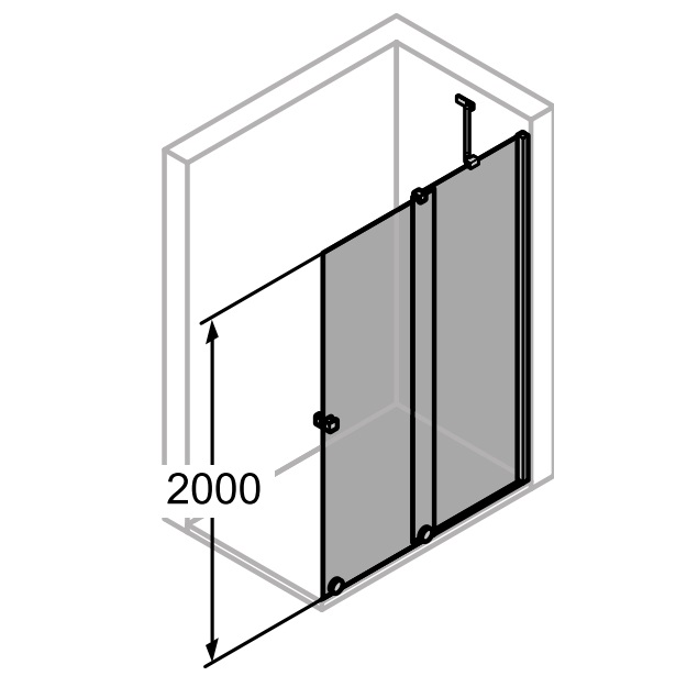 Huppe Xtensa Pure zakresy regulacji WALK-IN